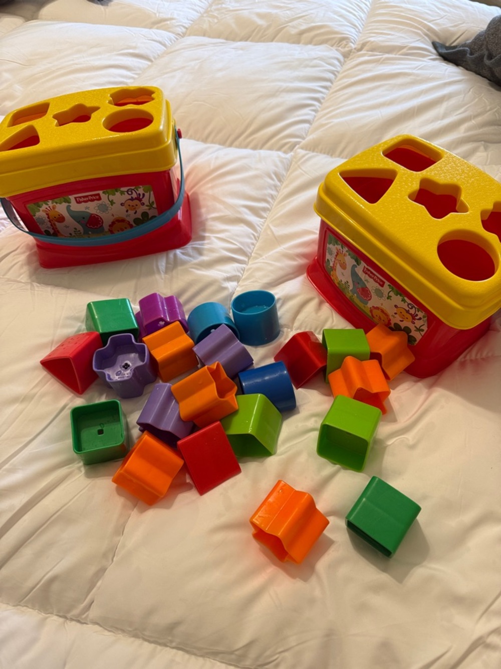 Fisher-Price Dual Shape Sorter Set in Yellow, Red, Green, Blue, Orange, Purple